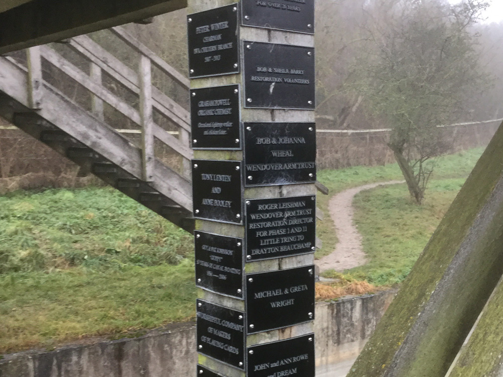 Stanchion plaque on one of our wooden footbridges over the Wendover Canal