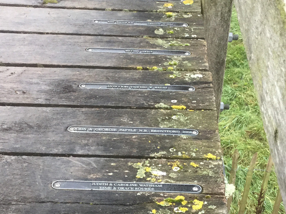 Step plaque on one of our wooden footbridges over the Wendover Canal